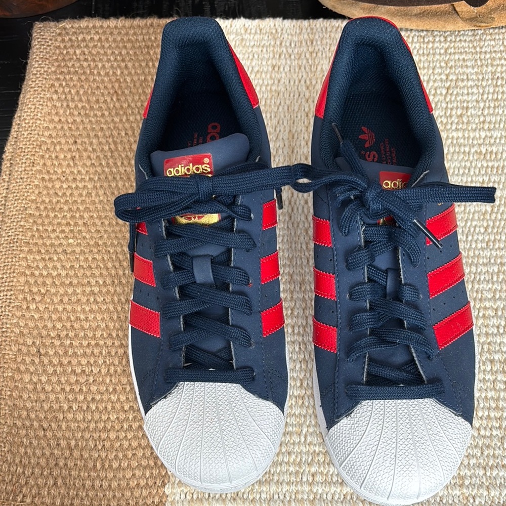 adidas Navy and Red Striped Sneakers